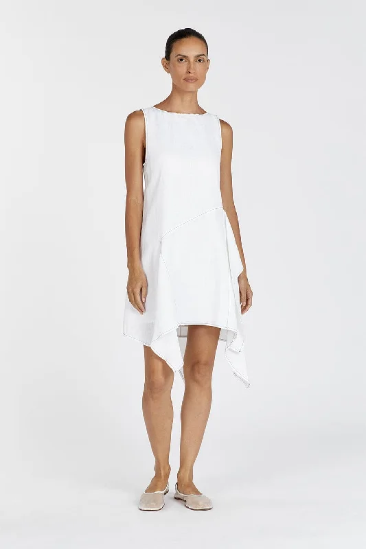 ladies-mini-dress-flattering-flair-ELSIE WHITE LINEN MINI DRESS