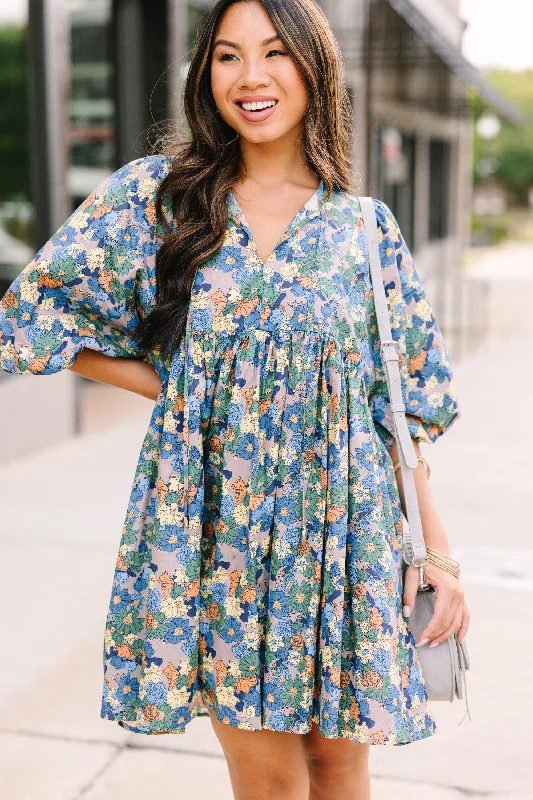 Women's floral dress sustainable -It's All True Blue Floral Dress