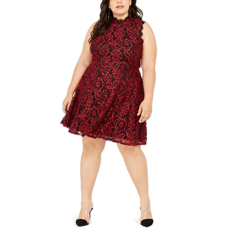 Women's flare dress custom -City Studios Juniors' Plus Lace Fit & Flare Dress Red Size Petite Small - Petite Small