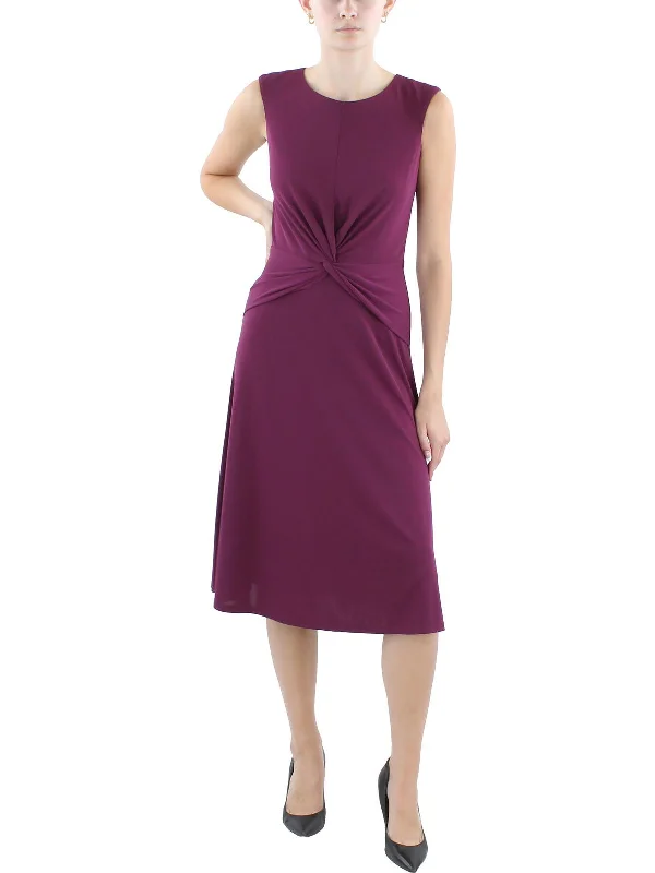 Women's midi dress sporty -Womens Midi Gathered Sheath Dress