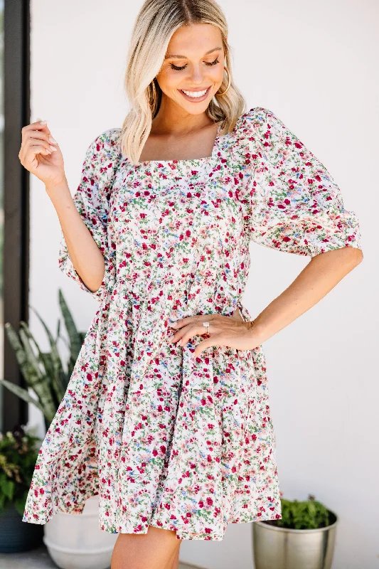 Women's floral dress evening -As A Matter Of Fact Pink Ditsy Floral Dress