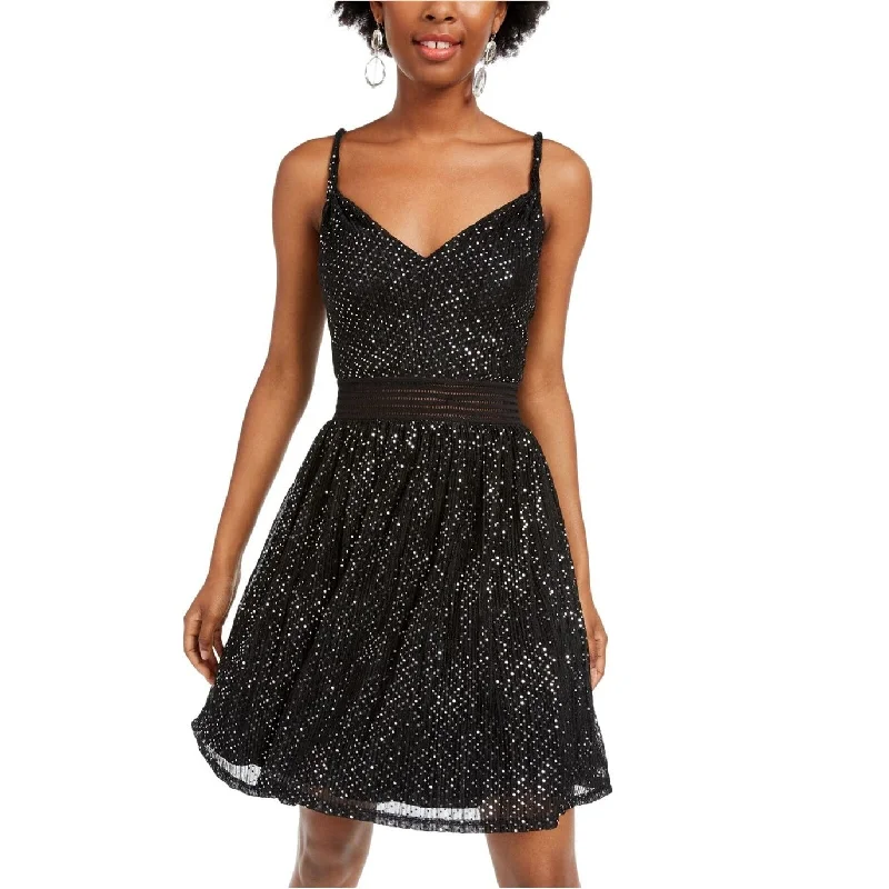 Women's flare dress shimmery -City Studios Women's Sequin Fit & Flare Dress Black Size 3