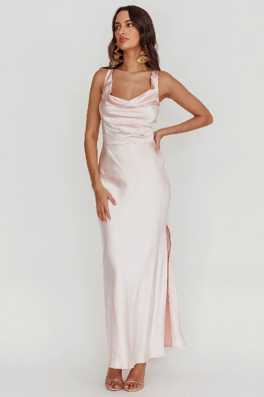 ladies-maxi-dress-cream-sweep-Sitara Tied Back Maxi Dress Blush