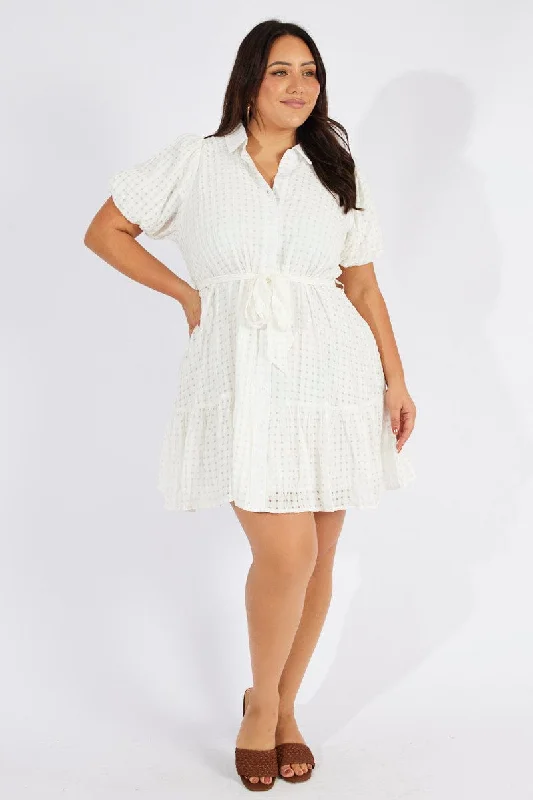 Women's flare dress gothic -White Fit And Flare Dress Short Sleeve