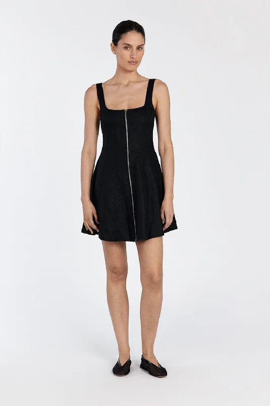 ladies-mini-dress-sporty-spin-HARRIET BLACK LINEN MINI DRESS