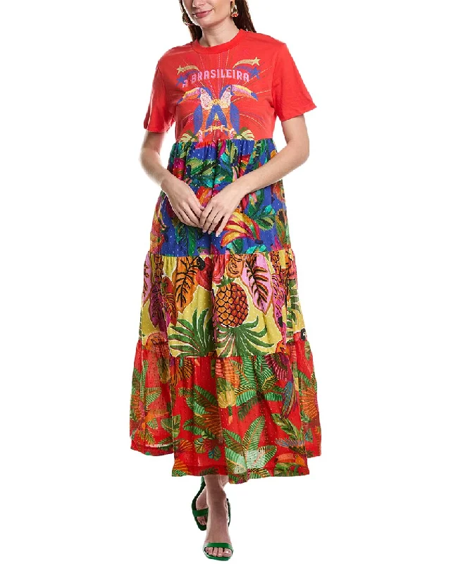 Women's midi dress flirty -FARM Rio A Brasileira Midi T-Shirt Dress