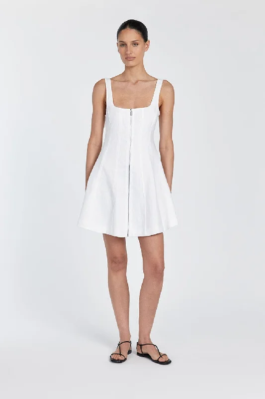 ladies-mini-dress-pink-punch-HARRIET WHITE LINEN MINI DRESS