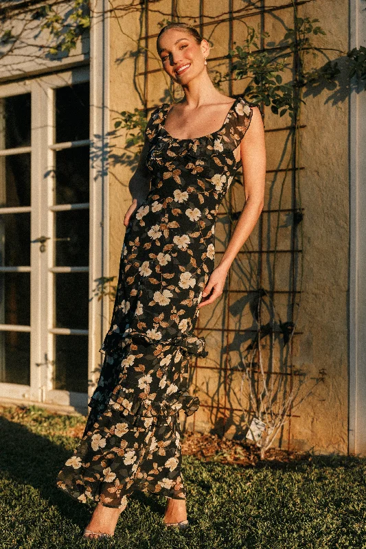 ladies-maxi-dress-lavender-drift-Irelynn Maxi Dress - Black Floral