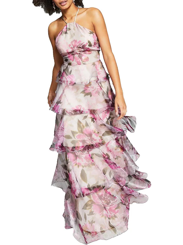 ladies-maxi-dress-relaxed-flow-Juniors Womens Floral-Print Maxi Evening Dress