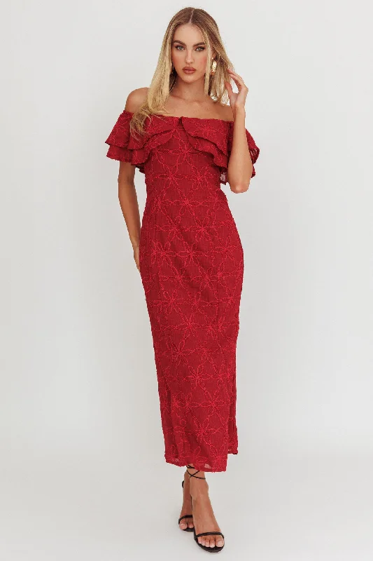 ladies-maxi-dress-flowy-length-Beauty Within On-Off-Shoulder Maxi Dress Wine