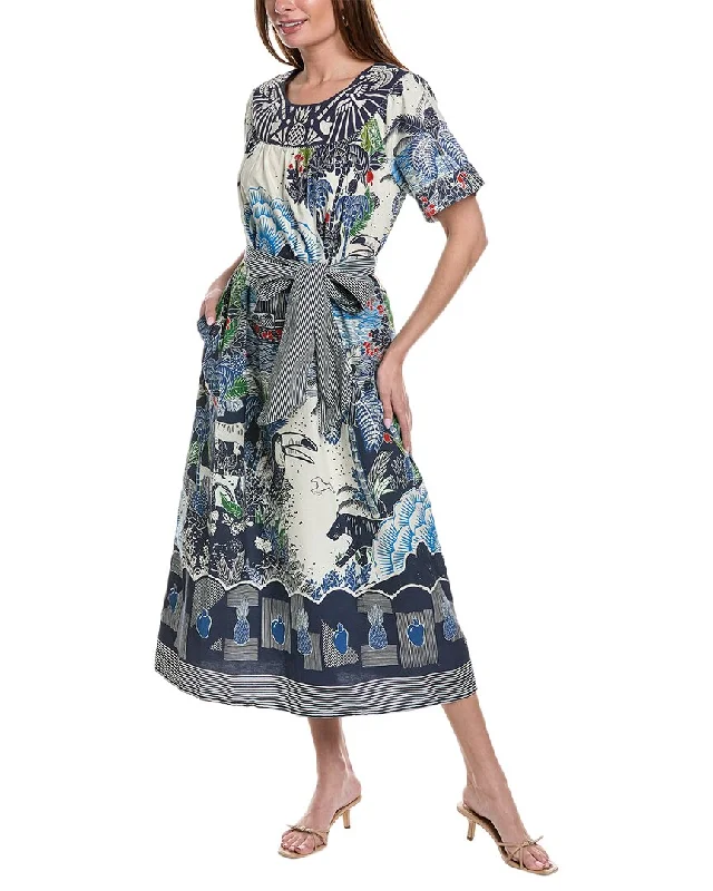 ladies-maxi-dress-sequin-sweep-FARM Rio Graphic Rio Tie Waist Maxi Dress