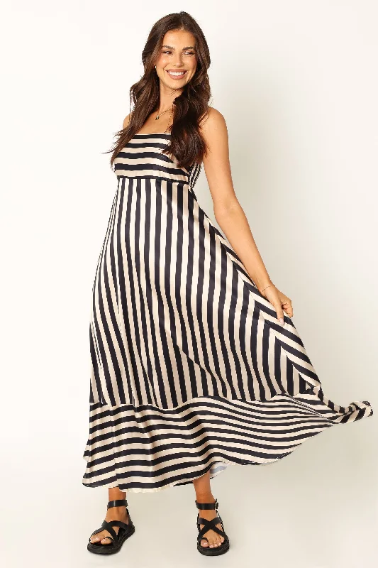 ladies-maxi-dress-beige-flow-Brea Maxi Dress - Black Stripe