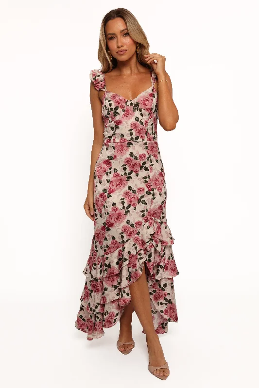 ladies-maxi-dress-a-line-sweep-Zanie Maxi Dress - Rose Pink