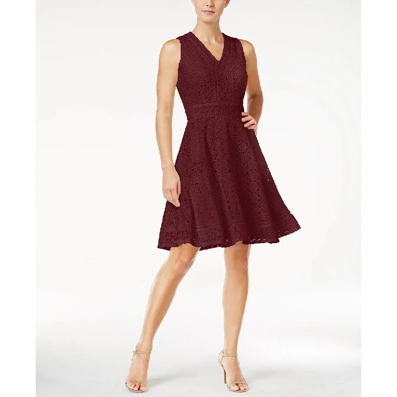 Women's flare dress bold -Charter Club Women's Petite Lace Fit & Flare Dress Wine Size Petite