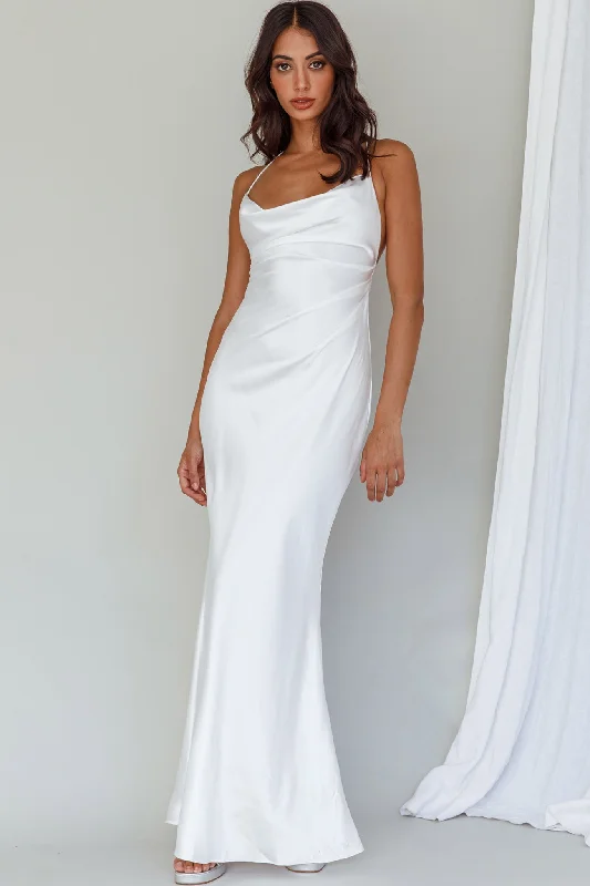 ladies-maxi-dress-custom-sweep-Palma Low Back Strappy Maxi Dress White