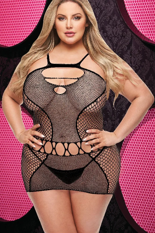 ladies-mini-dress-cut-out-sass-Sexy Fishnet Mini Dress  | Plus Size