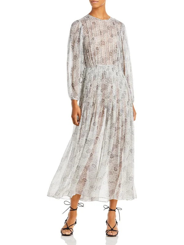 ladies-maxi-dress-animal-trail-Womens Pintucked Long Maxi Dress