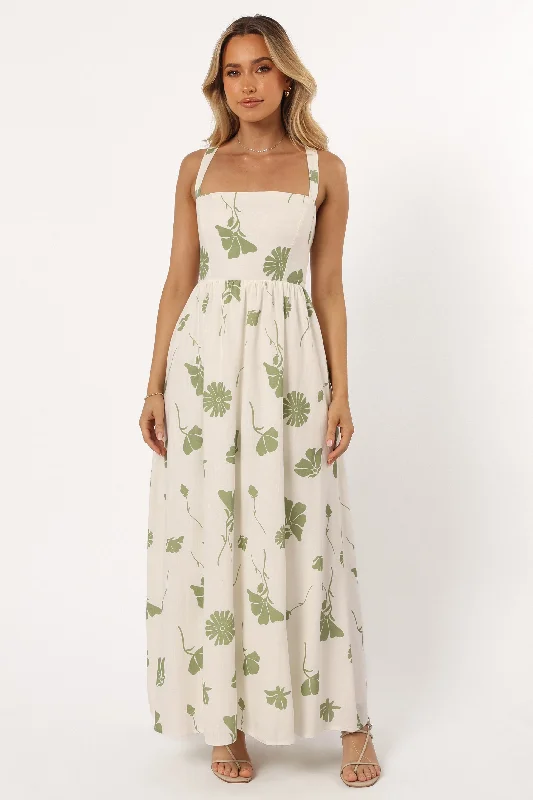 ladies-maxi-dress-cowl-drape-Hazel Maxi Dress - Sage Floral