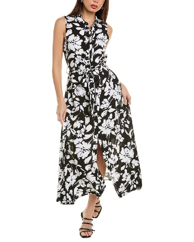 ladies-maxi-dress-petite-flow-Ellen Tracy Maxi Shirtdress