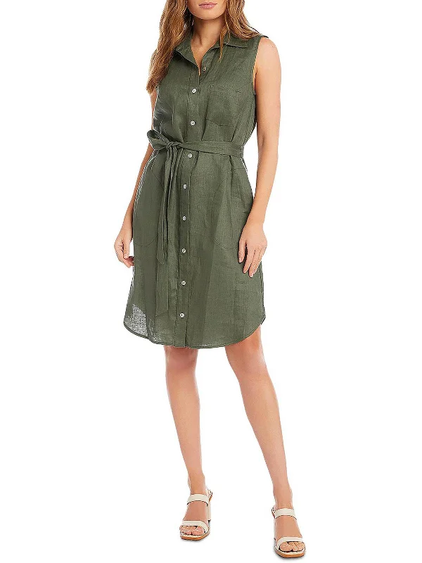 Women's midi dress commuting -Womens Collared Midi Shirtdress