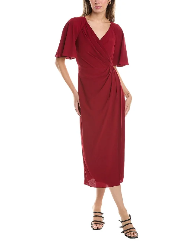 Women's midi dress draped -Maggy London Side Drape Midi Dress