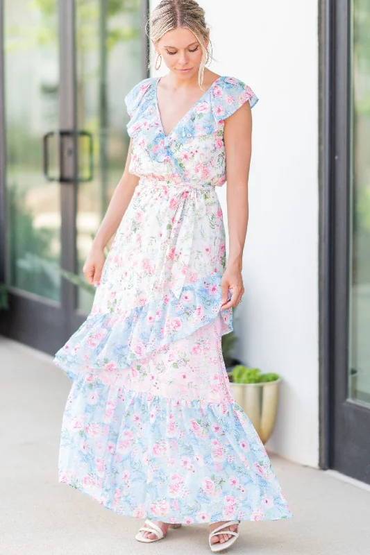 Women's floral dress chic -Need You Now Pink Floral Maxi Dress