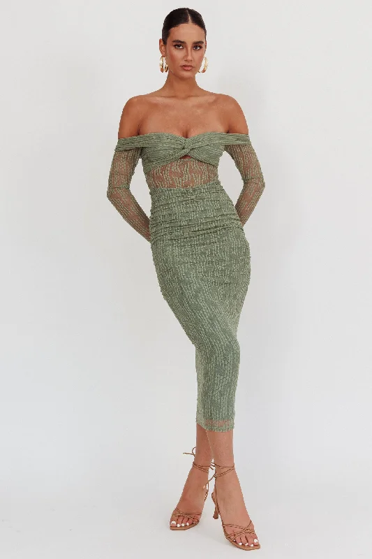 ladies-maxi-dress-holiday-glam-Oliana Off-Shoulder Mesh Maxi Dress Fern