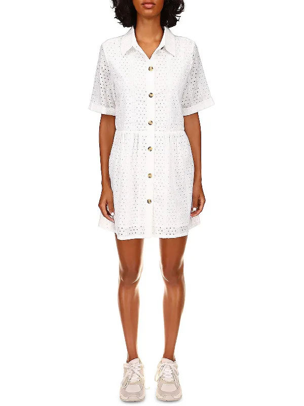 Women's midi dress belted -Heirloom Womens Collared Midi Shirtdress