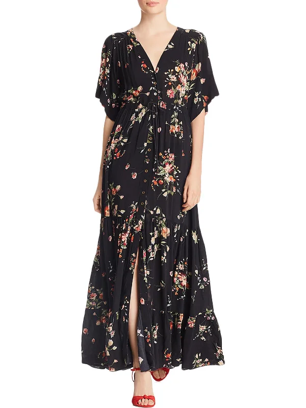 ladies-maxi-dress-cocktail-drift-Womens Floral Print Eyelet Maxi Dress