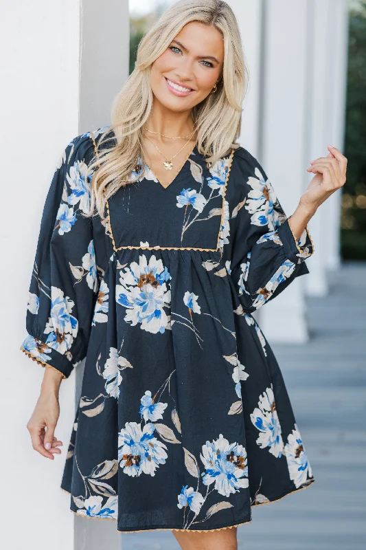 Women's floral dress luxury -Have It All Black Floral Dress