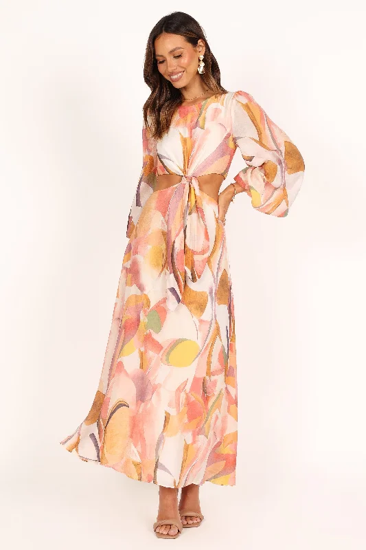 ladies-maxi-dress-boho-wander-Laquin Long Sleeve Maxi Dress - Pink