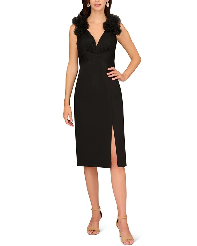 Women's midi dress velvet -Aidan Mattox Combo Midi Dress