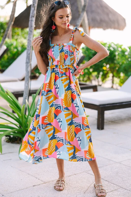 Women's floral dress budget -Can't Contain It Yellow Floral Midi Dress