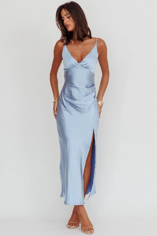 ladies-maxi-dress-periwinkle-sway-Marlie Side Pleat Maxi Dress Blue