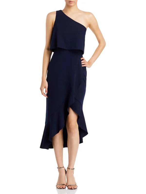 Women's midi dress sale -Womens Ruffled Asymmetric Midi Dress