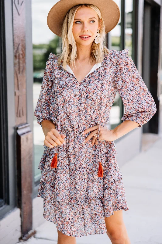 Women's floral dress Valentine -It's All You Rust Orange Ditsy Floral Dress