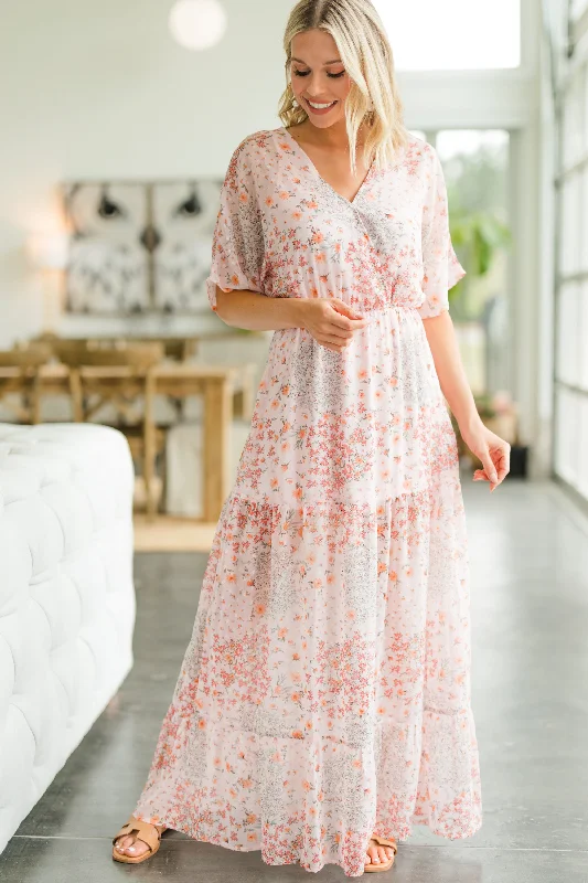 Women's floral dress bold print -It's Your Time Blush Pink Floral Maxi Dress