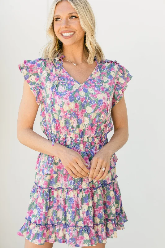 Women's floral dress handmade -Prove Your Love Pink Ditsy Floral Dress