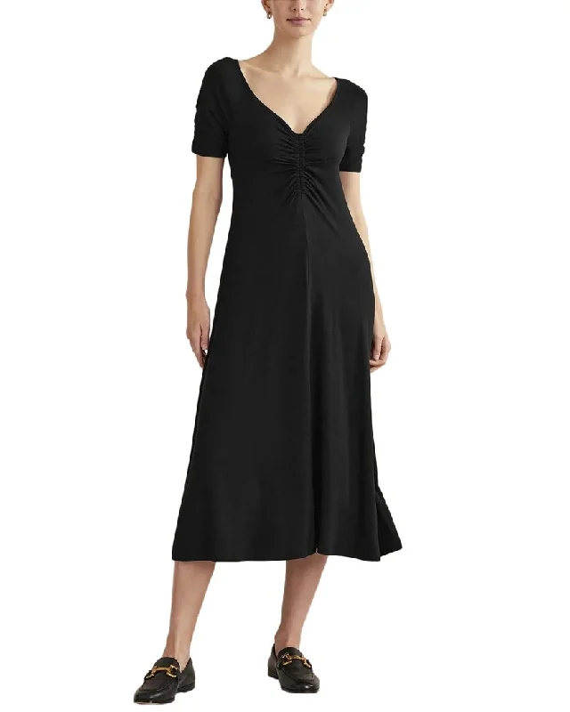 Women's midi dress dinner -Boden Ruched Front Jersey Midi Dress