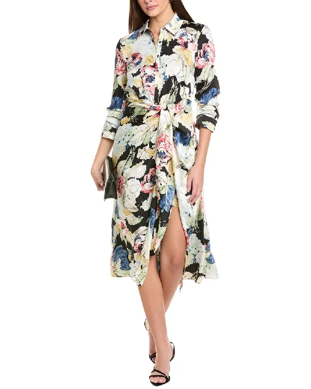 Women's midi dress warm weather -Cinq à Sept Wildwood Flower Jacey Midi Shirtdress