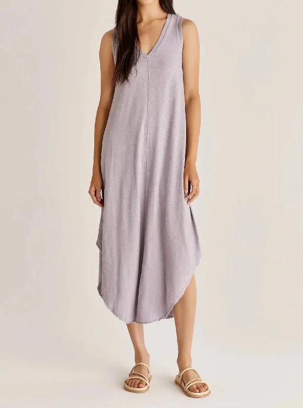 Women's midi dress casual summer -Reverie Midi Dress In Lavender