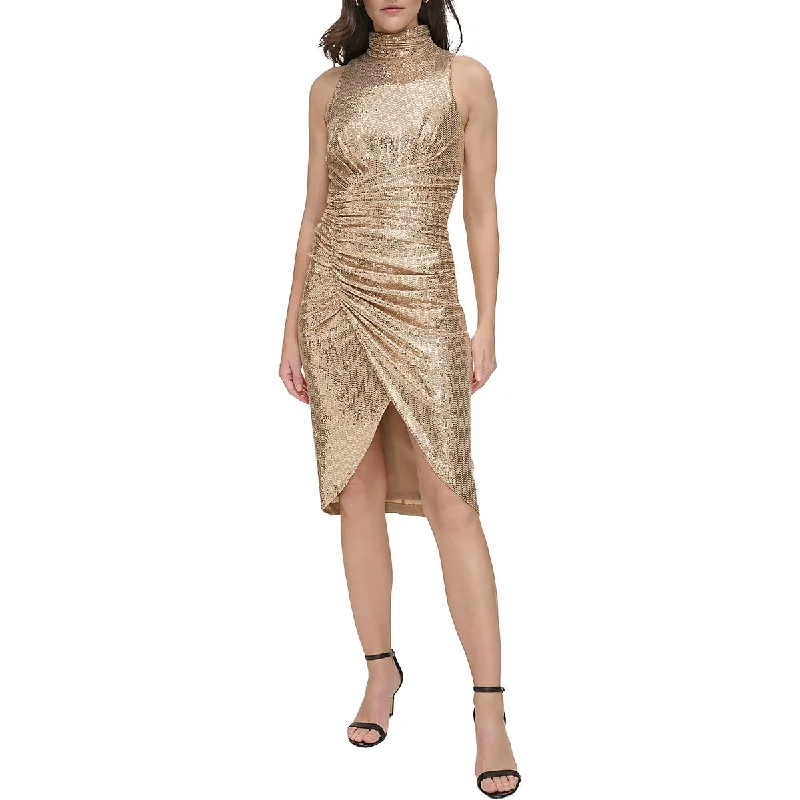 Women's midi dress evening -Womens Sequined Midi Sheath Dress