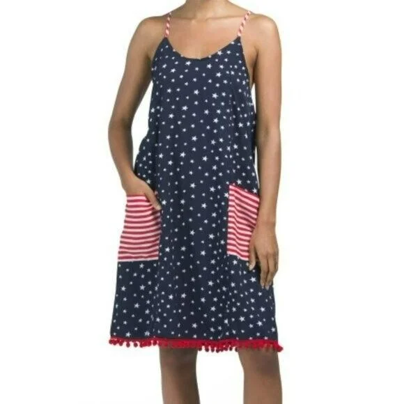 ladies-mini-dress-versatile-vibe-AMERICA & BEYOND Women's American Flag Patriotic Print Mini Dress Beach Cover-up