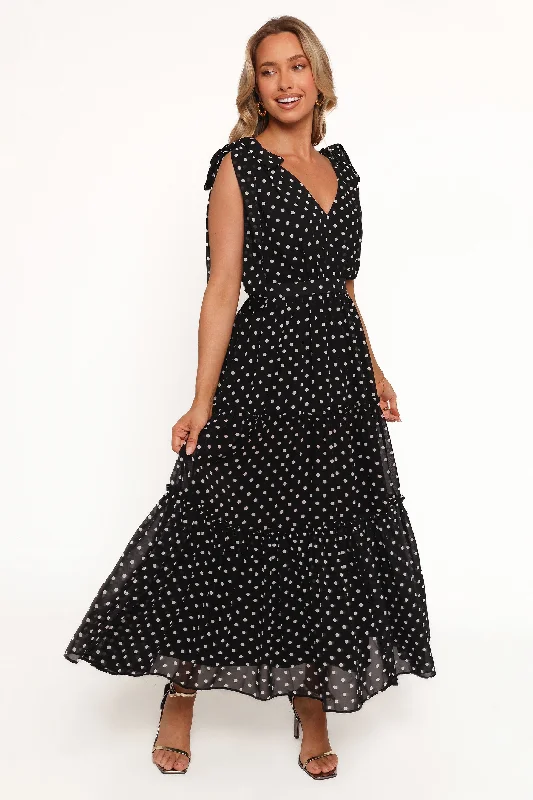 ladies-maxi-dress-opal-drift-Ada Maxi Dress - Black Polka Dot