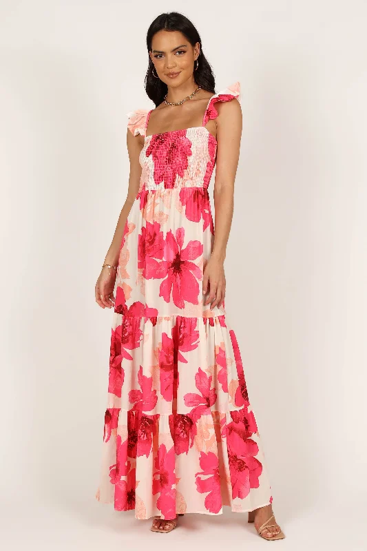 ladies-maxi-dress-sand-drift-Tilly Shirred Maxi Dress - Pink