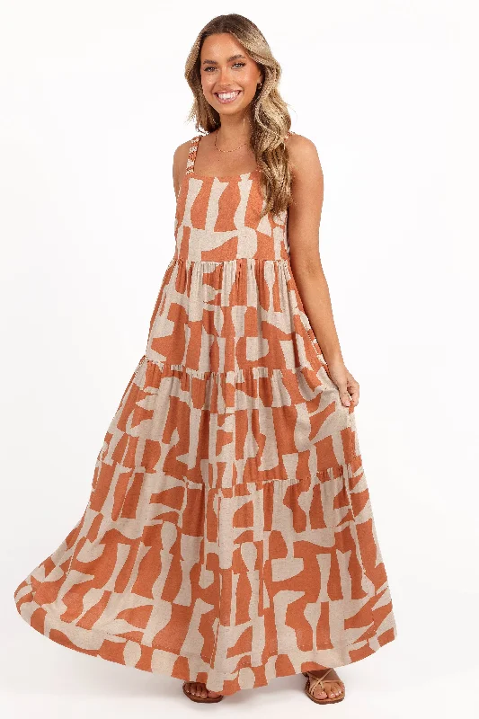 ladies-maxi-dress-pink-flow-Quincy Maxi Dress - Natural/Camel