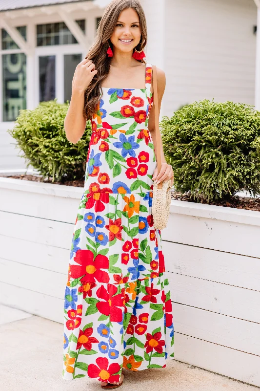 Women's floral dress casual elegance -Create The Fun White Floral Maxi Dress