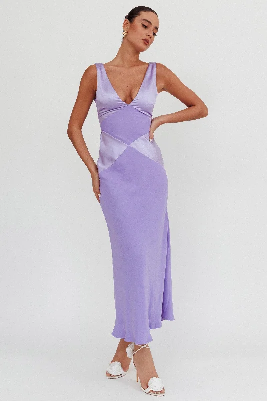 ladies-maxi-dress-halter-sweep-Soul Fire V-Neck Maxi Dress Lilac