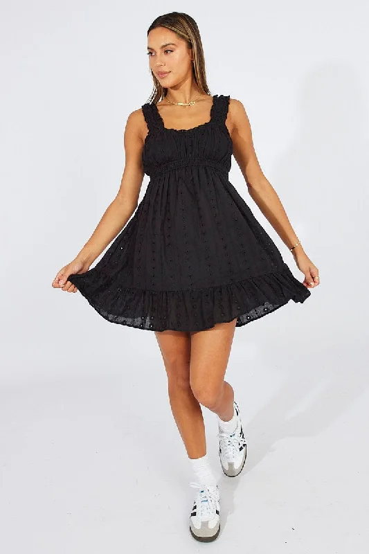 Women's flare dress knit -Black Fit And Flare Dress Lace