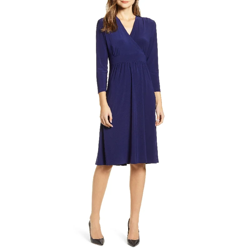 Women's flare dress holiday -Women's Anne Klein Matte Jersey Fit & Flare Dress Blue Size S